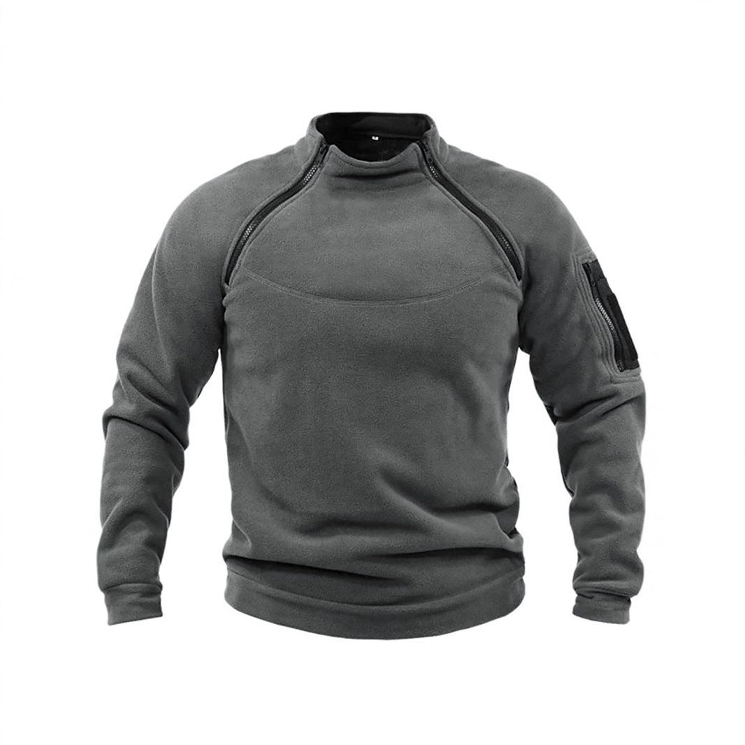 Herren Thermo-Fleecepullover mit hochschließendem Kragen und praktischen Taschen EB