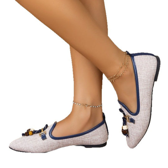 Damen elegante Ballerinas mit modischen Schmuckdetails EB