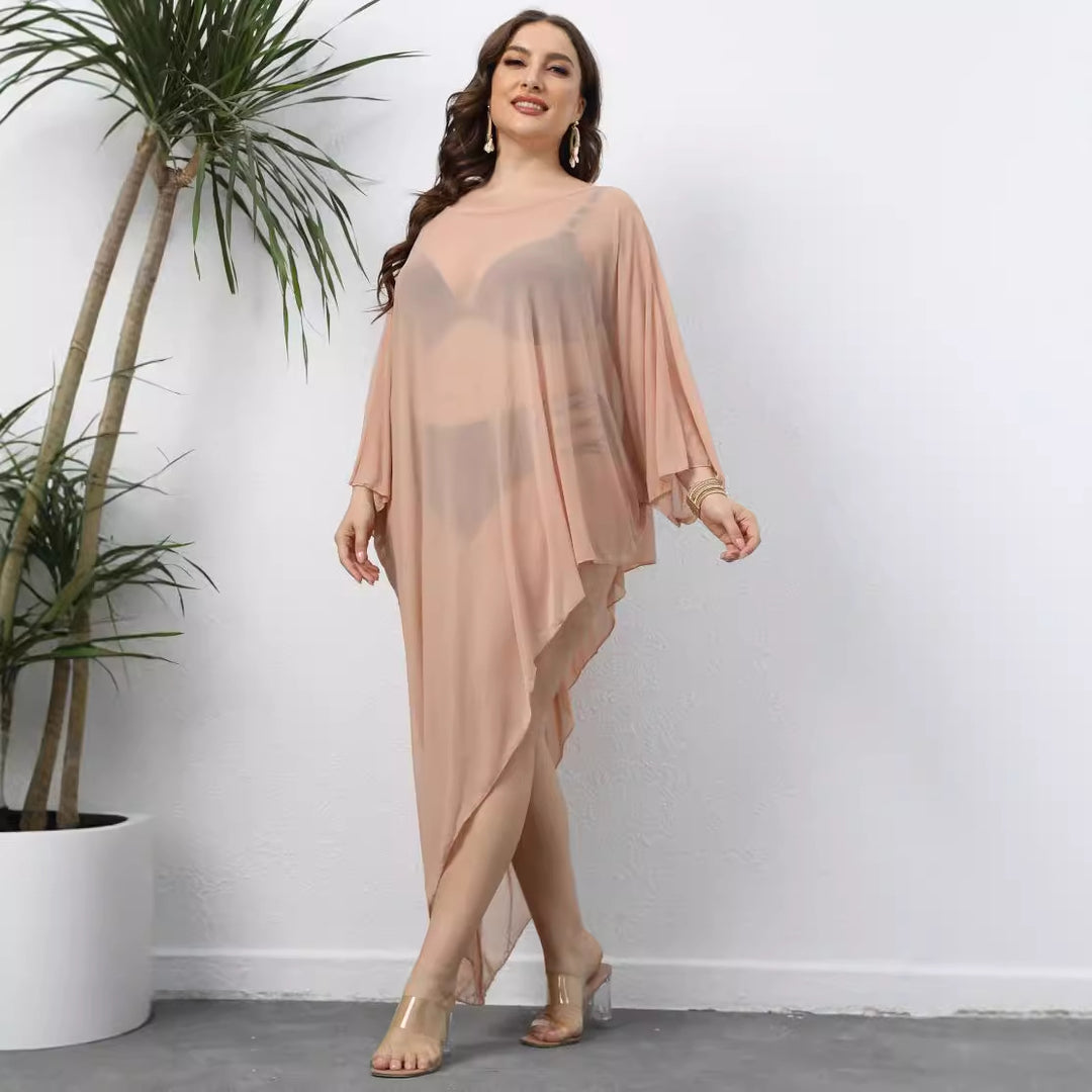 Damen eleganter Strandüberwurf aus leichtem Netzmaterial EB