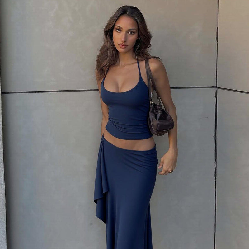 Damen Maxikleid mit asymmetrischem Saum und verstellbarem Träger EB