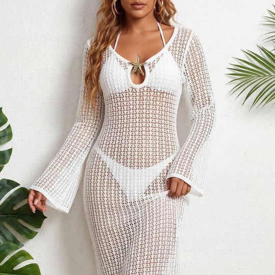 Damen eleganter Häkel-Strandüberwurf EB