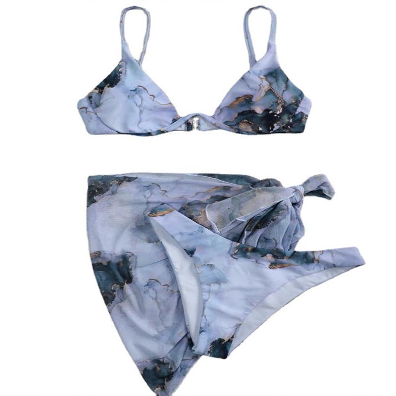 Damen Triangel-Bikini-Set mit Übergroßem Wickelrock EB