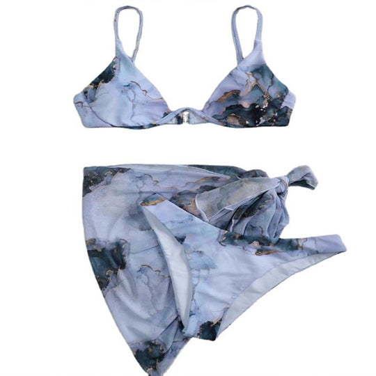 Damen Triangel-Bikini-Set mit Übergroßem Wickelrock EB