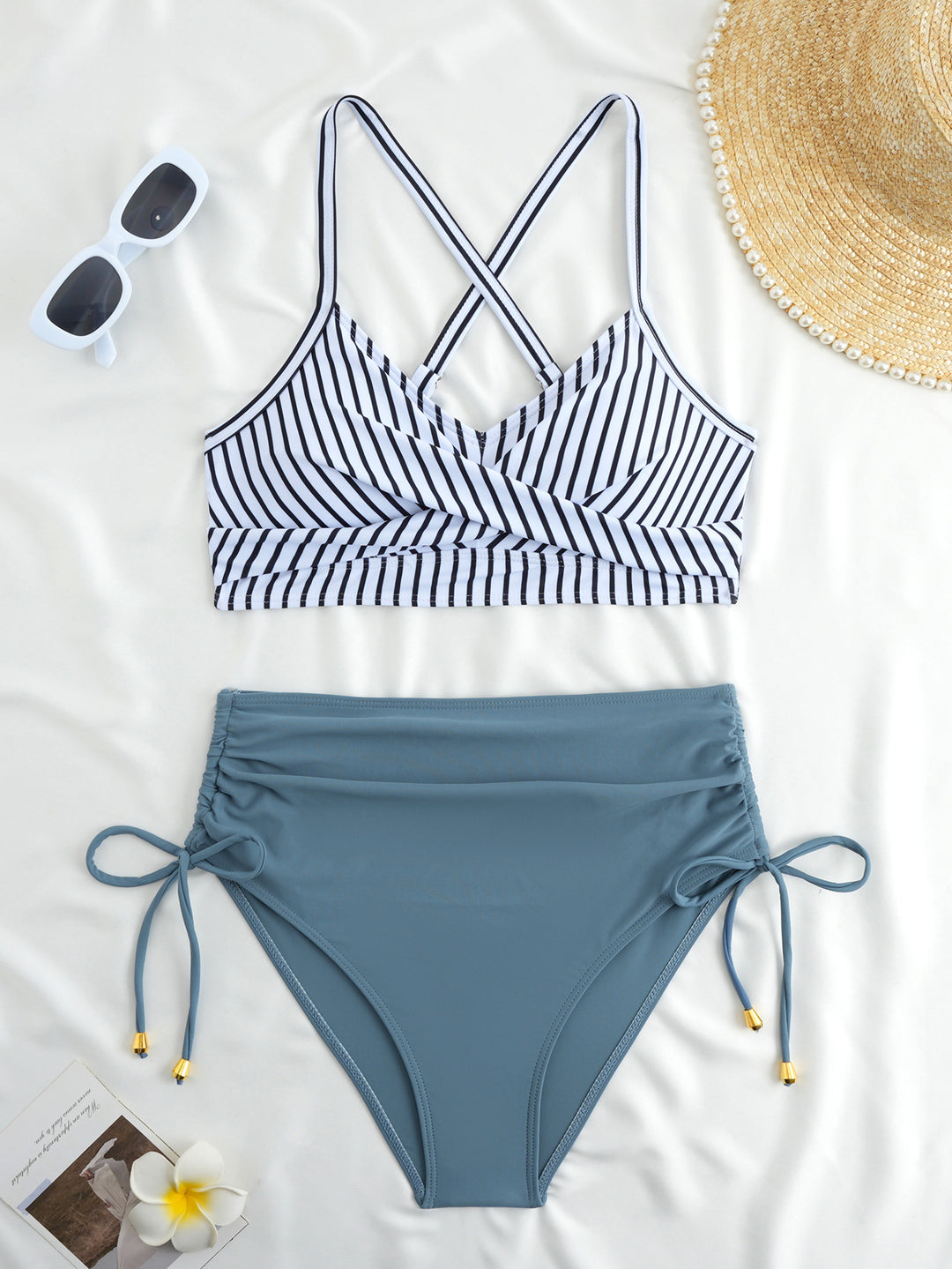 Damen Hochtailliertes Bikini-Set mit Wickeloberteil EB