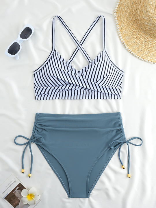 Damen Hochtailliertes Bikini-Set mit Wickeloberteil EB