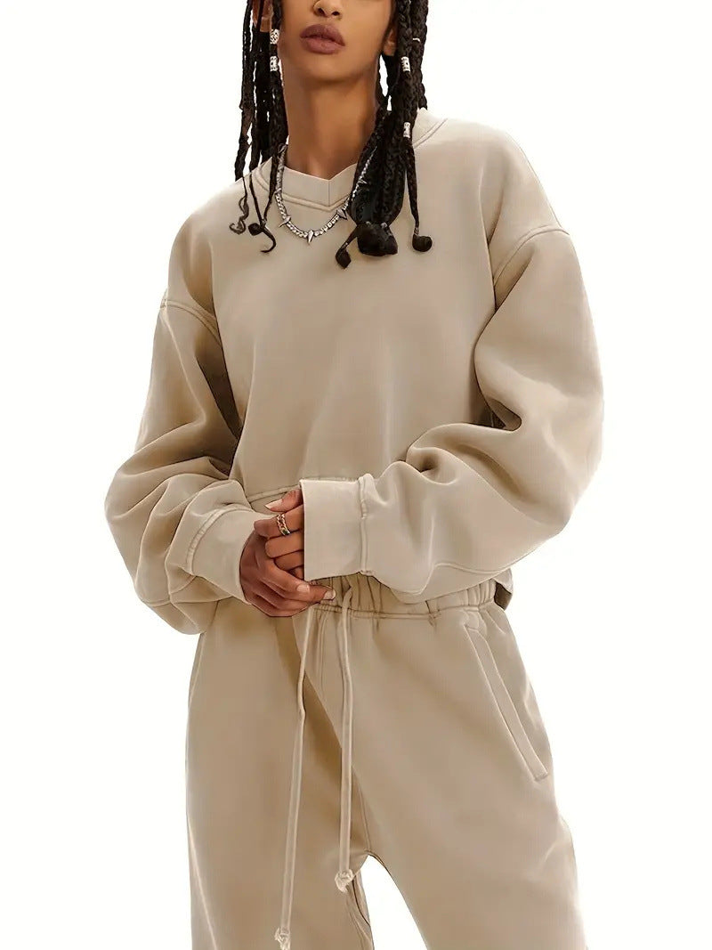 Damen Boxy-Sweatshirt mit überschnittener Schulter, verlängertem Rückenteil und brushed Fleece Eichborn Berlin