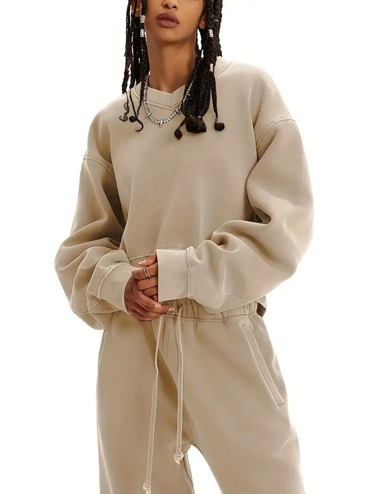 Damen Boxy-Sweatshirt mit überschnittener Schulter, verlängertem Rückenteil und brushed Fleece Eichborn Berlin