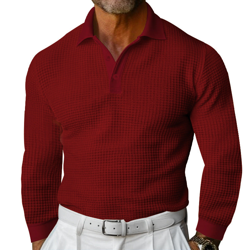 Herren Langarm-Poloshirt mit strukturiertem Design und klassischem Kragen EB