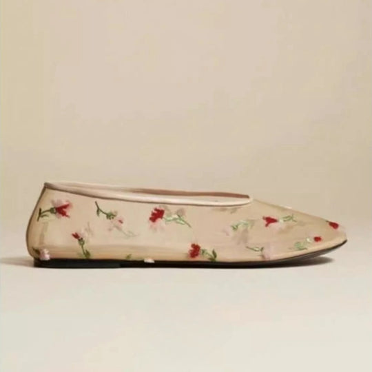 Damen Ballerinas mit floralem Stickmuster und bequemem Innenfutter EB