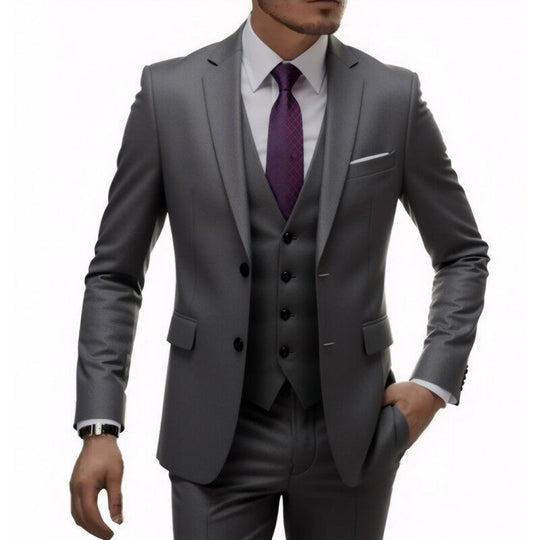 Herren nan dreiteiliges Slim-Fit Anzugset mit Weste, schmalem Revers und taillierter Silhouette EB