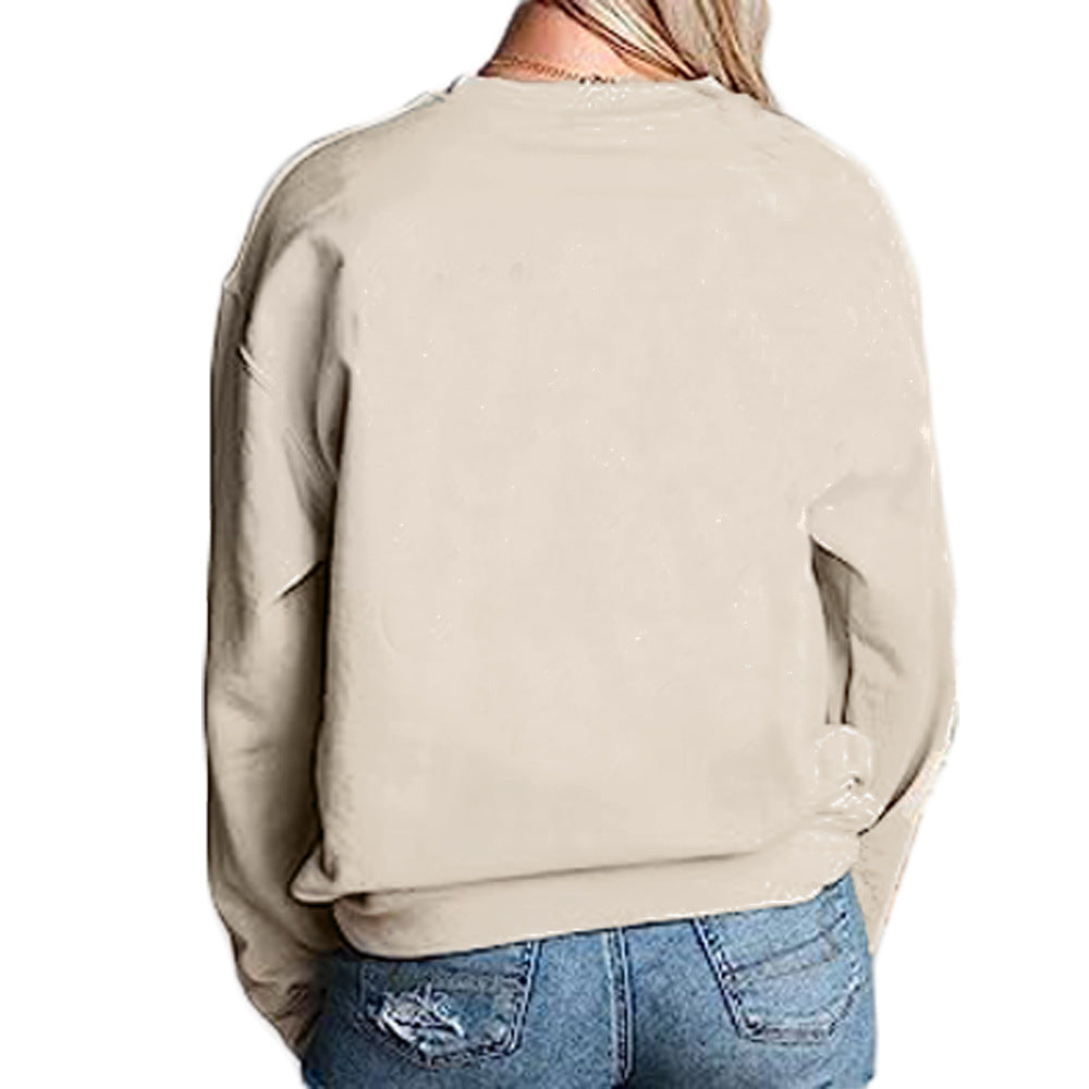 Damen Sweatshirt mit kreativem Druck und lässiger Passform EB
