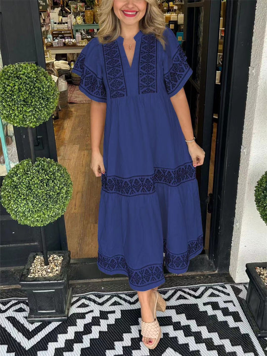 Damen Maxikleid mit eleganten Stickereien EB