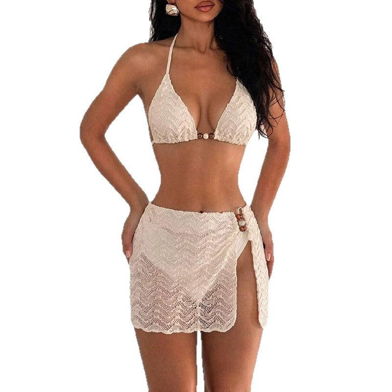 Damen Spitzen-Bikini-Set mit raffiniertem Wickelrock EB