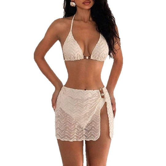 Damen Spitzen-Bikini-Set mit raffiniertem Wickelrock EB