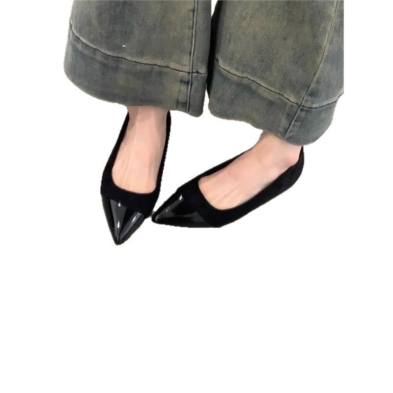 Damen spitze Ballerinas mit edel glänzendem Detail EB
