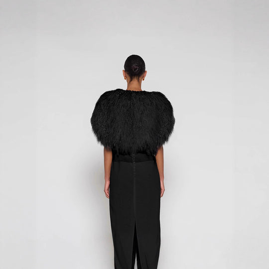 Damen Extravagante Kunstpelzjacke im Volumenstil EB
