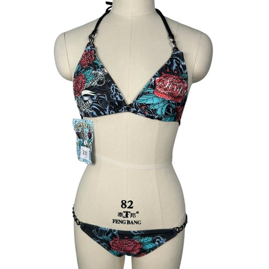Damen Bikini-Set mit einzigartigem grafischem Design EB