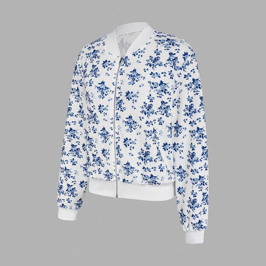 Damen Sommerliche Bomberjacke mit floralem Design EB