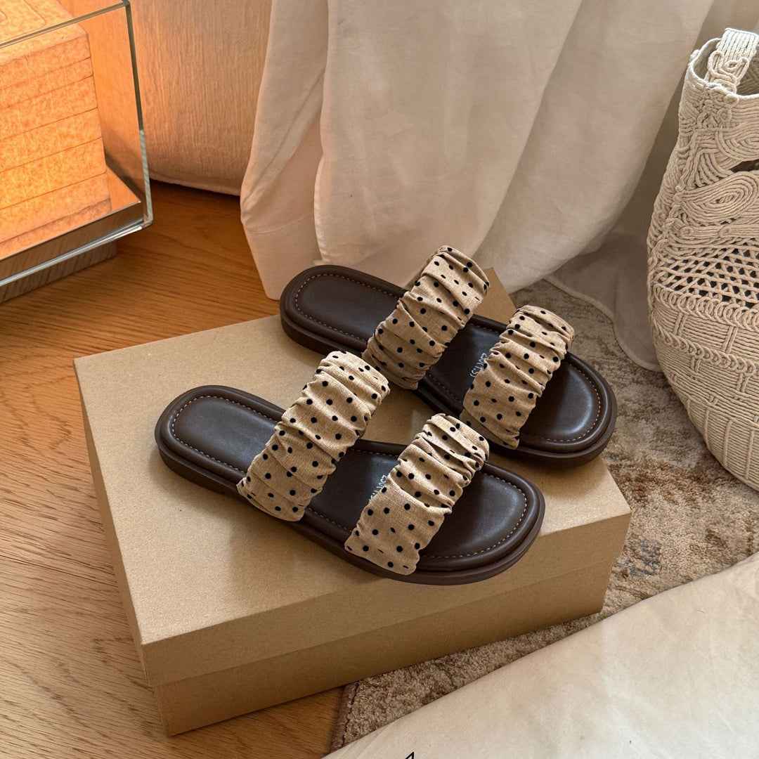Damen Komfortable Zehentrenner-Sandalen mit modischem Rüschen-Design EB