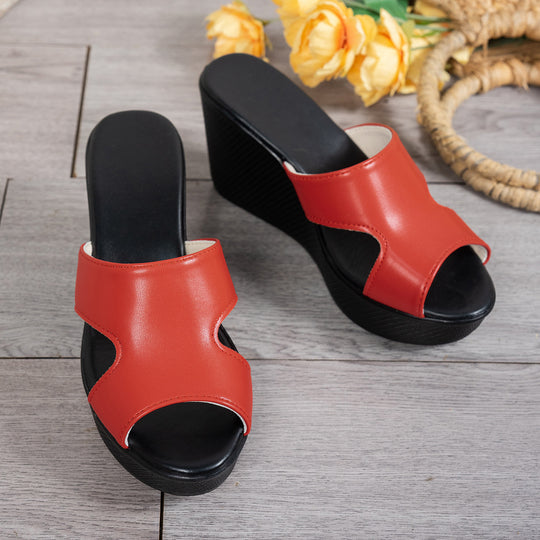 Damen Wedge-Pantoletten mit modischem Cut-Out-Design und rutschfester Sohle EB