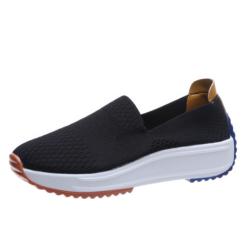Damen Komfortable Slip-On Sneakers mit atmungsaktivem Strickdesign und dämpfender Sohle EB