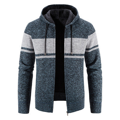 Herren Strickjacke mit Kapuze und strukturiertem Design EB