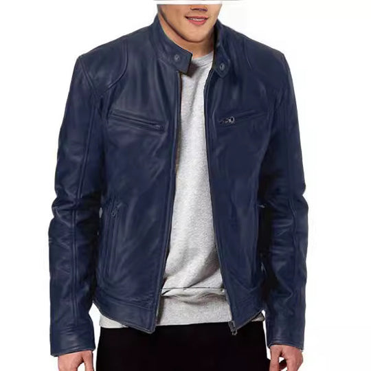 Herren Bikerlederjacke mit asymmetrischem Reißverschluss