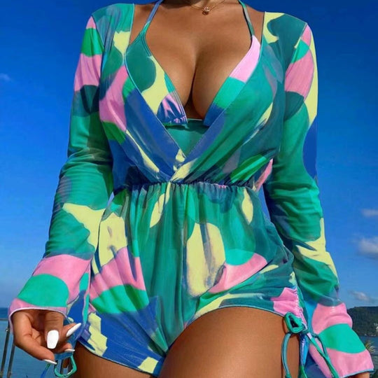 Damen Strandoutfit mit luftiger Tunika und Bikini EB