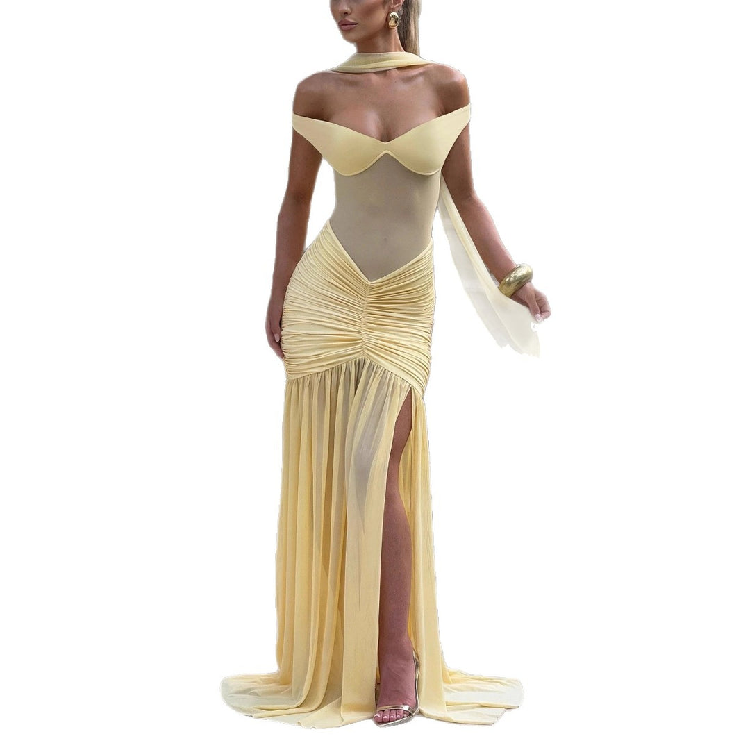 Damen Elegantes Maxi-Kleid mit Figurbetonendem Design EB