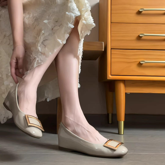 Damen Ballerinas mit modischer Schnallenverzierung und komfortablem Fußbett EB