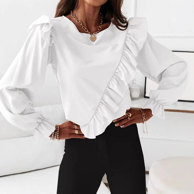 Damen Bluse mit voluminösen Rüschen EB