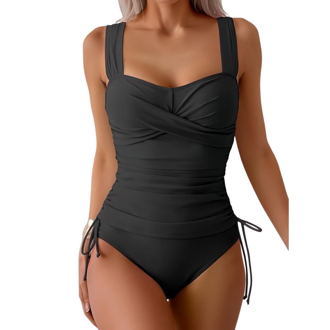 Damen Einteiliger Badeanzug mit modernem Wickeldesign und sportlichem Schnitt EB