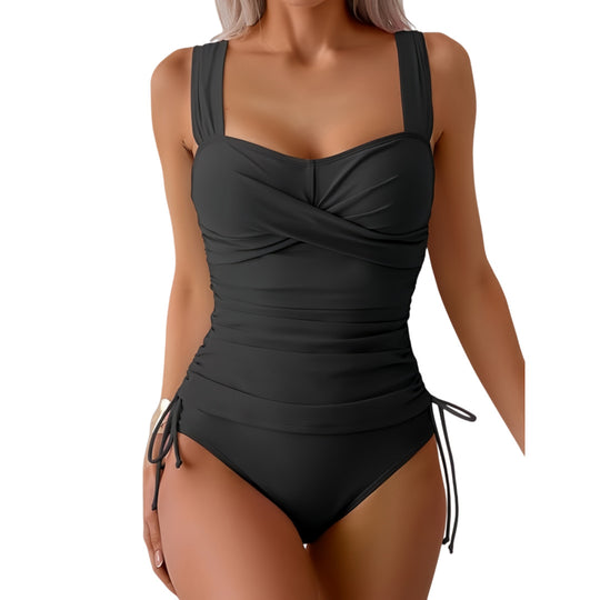 Damen Einteiliger Badeanzug mit modernem Wickeldesign und sportlichem Schnitt EB