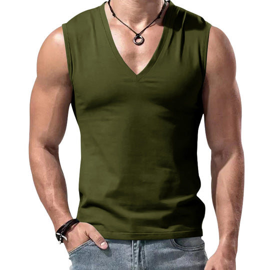 Herren nan figurbetontes ärmelloses V-Ausschnitt Muskelshirt EB