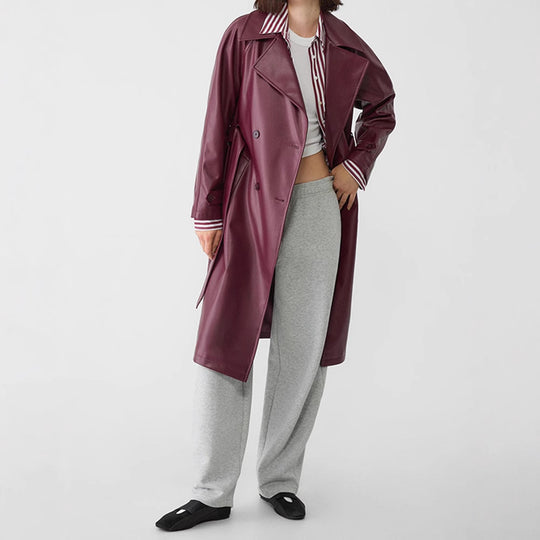 Damen Kunstleder-Trenchcoat mit elegantem Schnitt EB