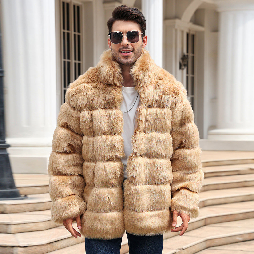 Herren Kuschelige und stilvolle Kunstfelljacke EB