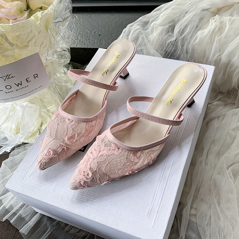 Damen Slingback-Pumps mit floralen Spitzenelementen EB