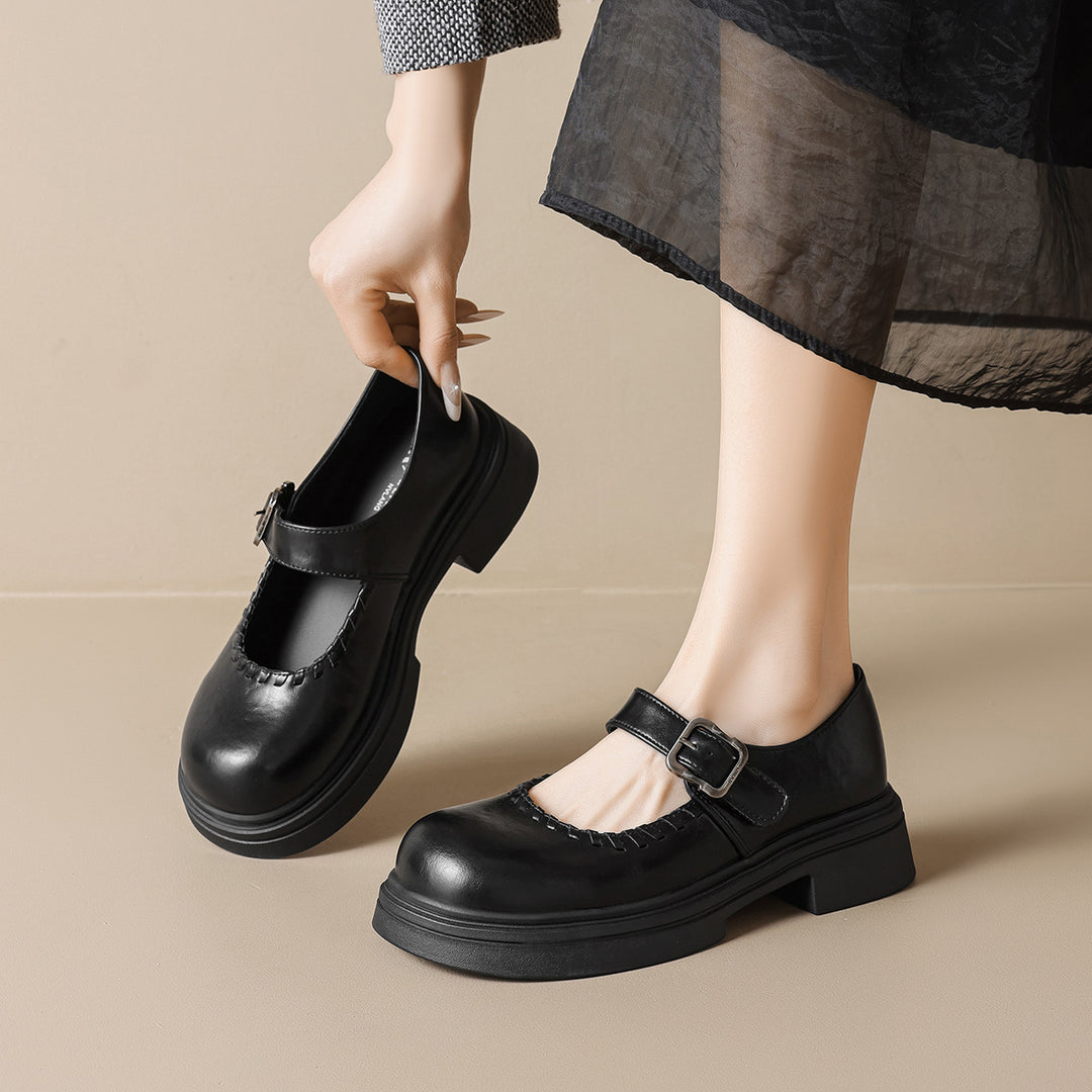 Damen modische Mary-Jane Schuhe mit dekorativem Schnallenverschluss EB