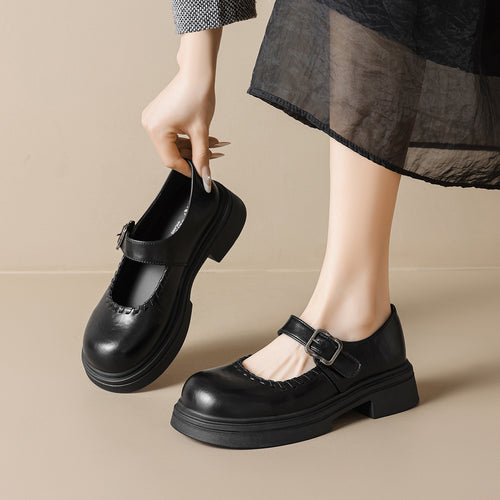Damen modische Mary-Jane Schuhe mit dekorativem Schnallenverschluss EB