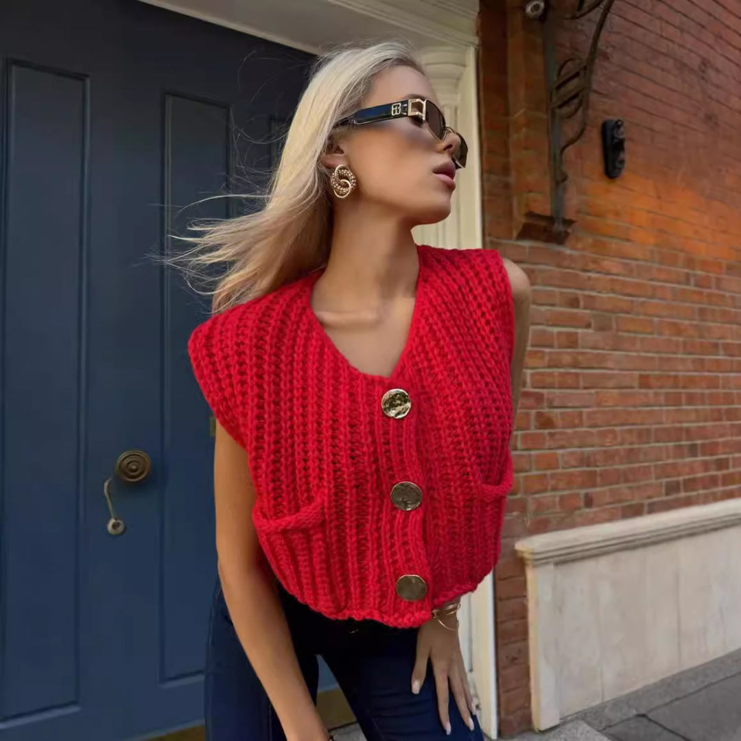 Damen Strickweste mit Taschen EB