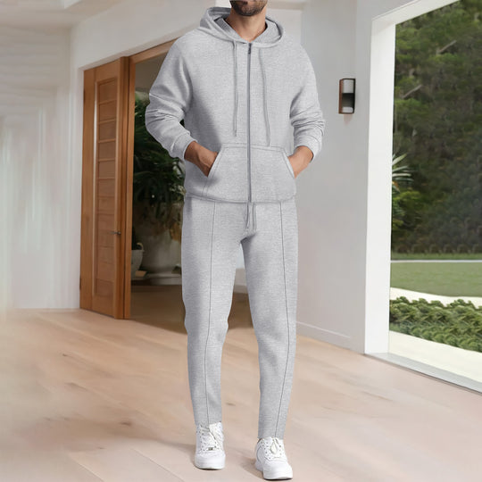 Herren nan Struktur-Fleece Zip-Hoodie mit Kängurutaschen und schmal zulaufender Jogginghose EB