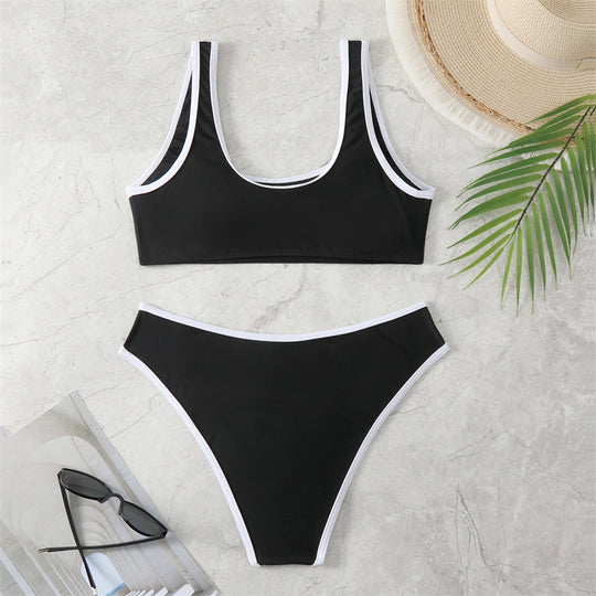 Damen Bikini-Set mit sportlichem Schnitt und kontrastierenden Akzenten EB