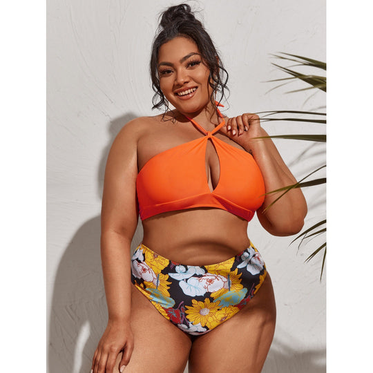 Damen Hochwertiger Cut-Out Bikini mit hohem Taillenslip und verstellbaren Trägern EB