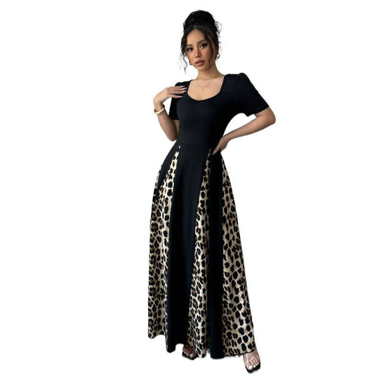 Damen Maxikleid mit elegantem Schnitt und modischem Tiermuster EB