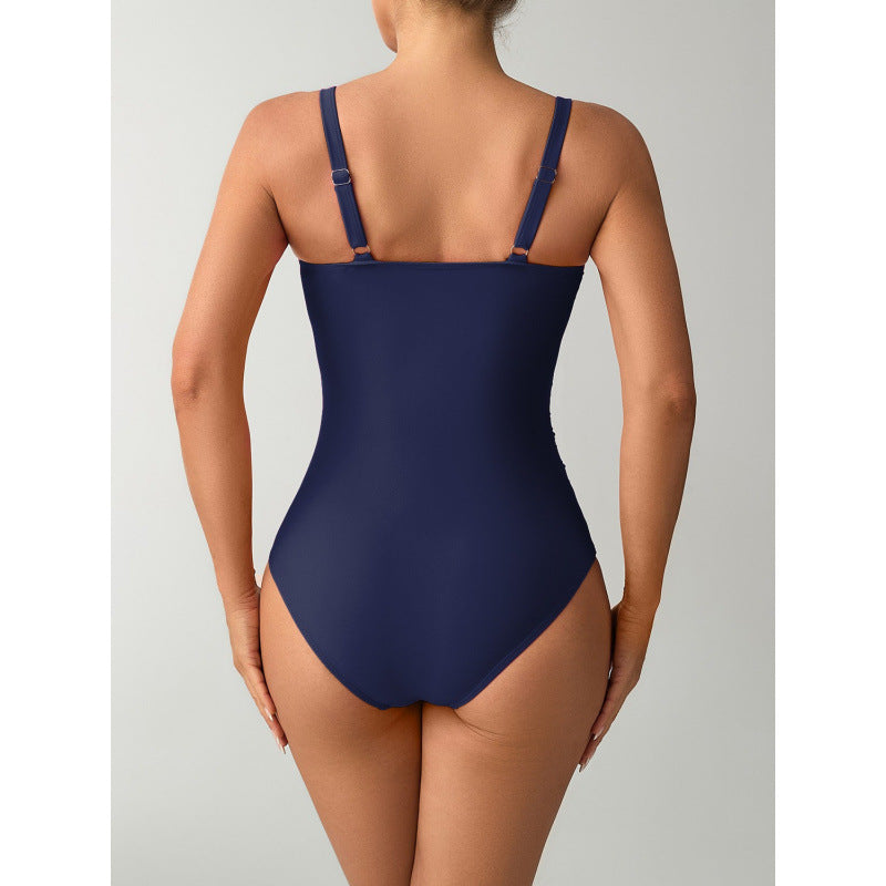 Damen Einteiler Badeanzug mit raffinierten Schmuckdetails und figurformendem Design EB