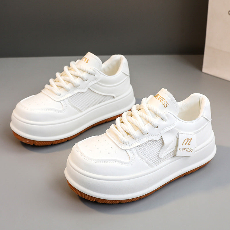 Damen modische Plateau Sneakers mit atmungsaktiver Mesh-Oberfläche und dämpfendem Sohlenprofil EB