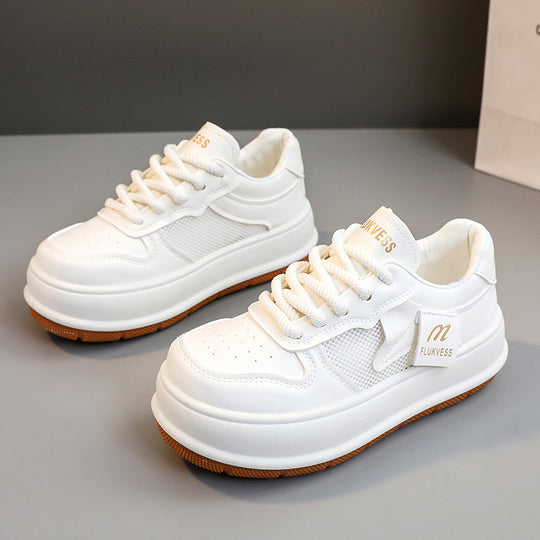 Damen modische Plateau Sneakers mit atmungsaktiver Mesh-Oberfläche und dämpfendem Sohlenprofil EB