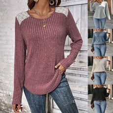 Damen Freizeit Pullover mit elegantem Spitzendetail EB