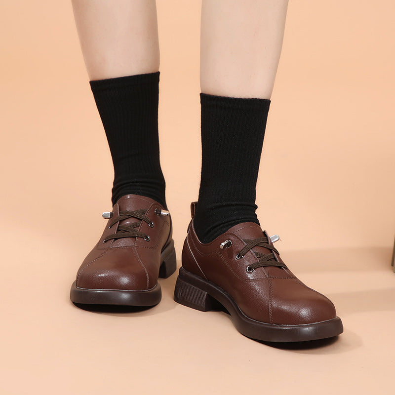 Damen modische Schnürschuhe mit elegantem Blockabsatz und atmungsaktivem Obermaterial EB