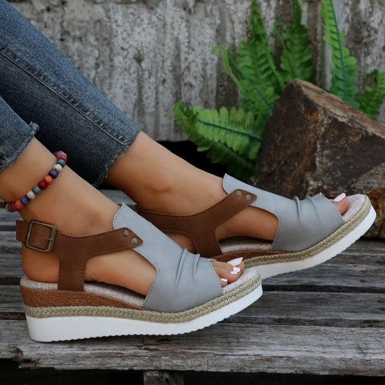 Damen Komfortable Plateau-Sandalen mit Riemen EB